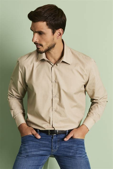 beige denim shirt men.